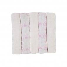 MS14-P-1: Pink Hearts 5 Pack Muslin Squares